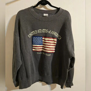 Vintage Men's St Johns Bay Sport USA Flag Sweatshirt Size‎ XL